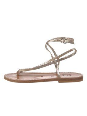 K Jacques St Tropez Abako Sandals Flat Womens 37 6 Gold Metallic Leather Shoes